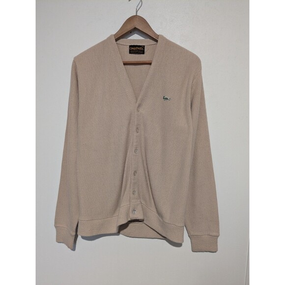 Vintage Tan Turtle Logo Sweater Reverse Knit Cardigan 50s Tan Challenger M - Picture 1 of 4